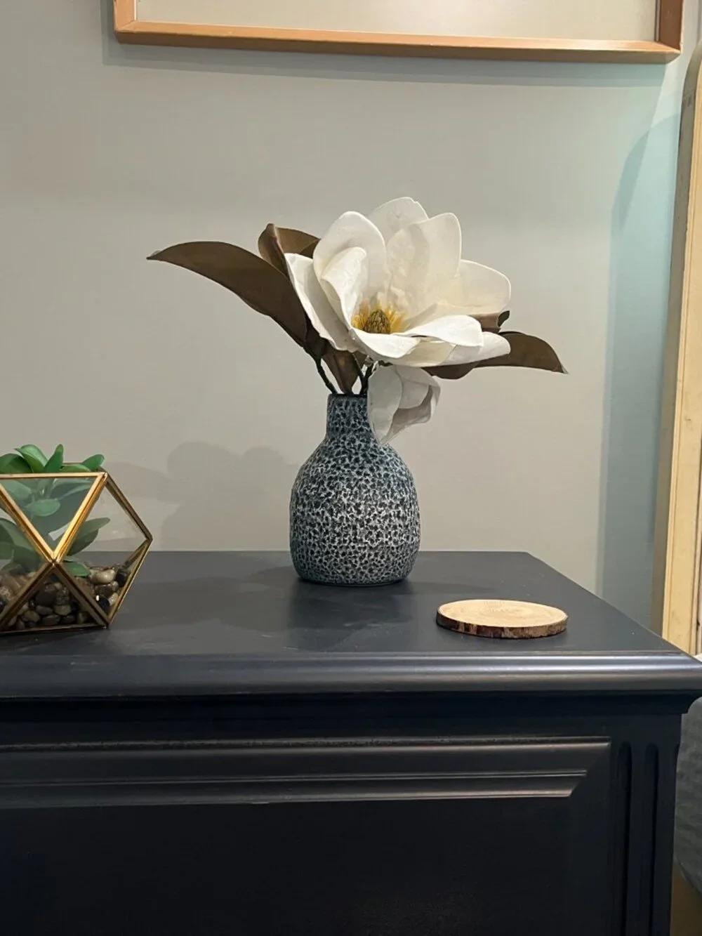 Black and White Textured Speckled Ceramic Vase